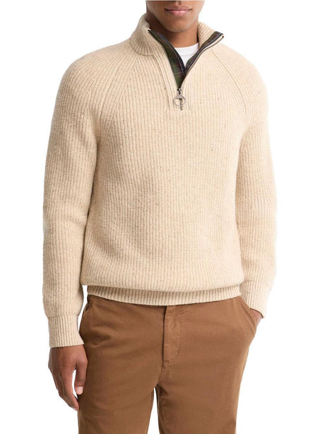 Pullover Barbour essential fleck hal zip Uomo - Bianco