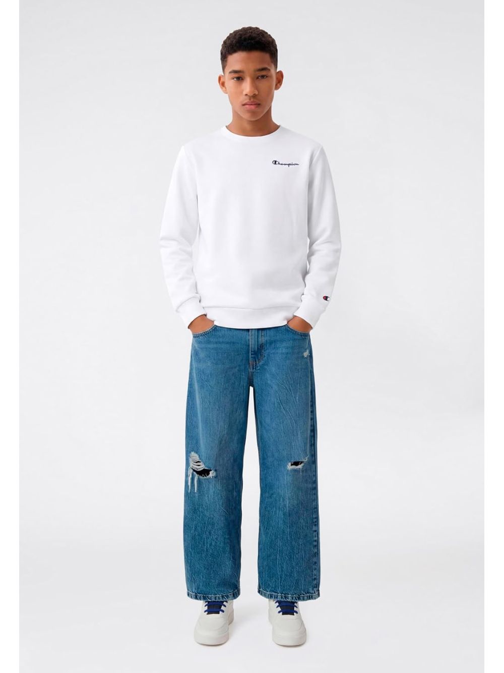 Felpa Champion CREWNECK SWEATSHIRT Bambino - Bianco