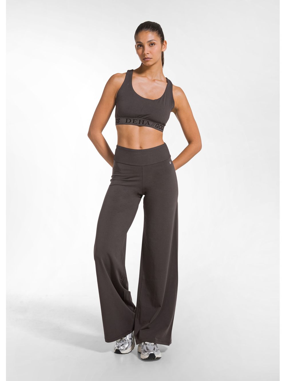 Leggings Deha JERSEY STRETCH WIDE LEG Donna - Marrone