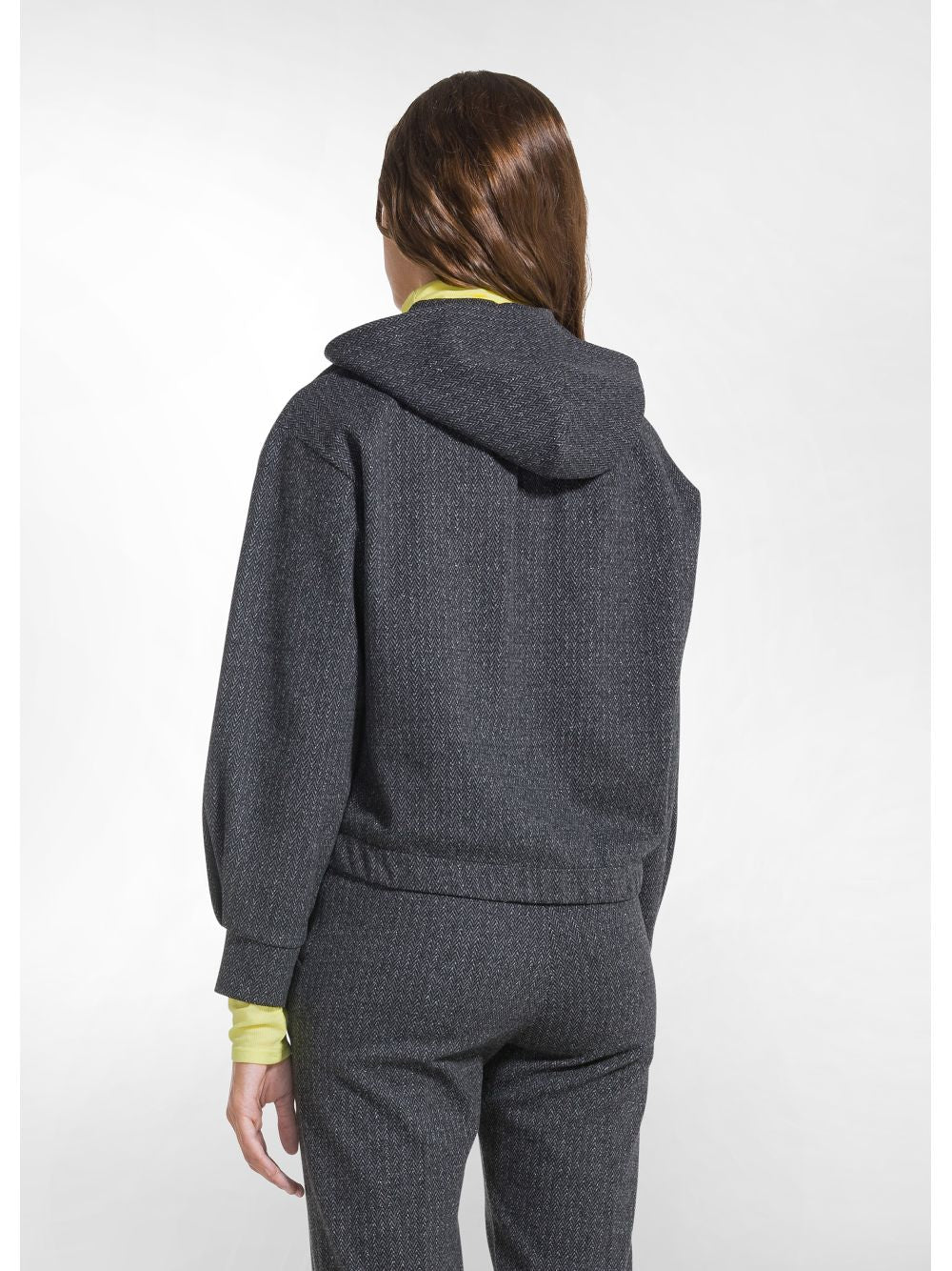 Felpa Deha HERRINGBONE LUREX JACQUARD FULLZIP HOODIE Donna - Grigio