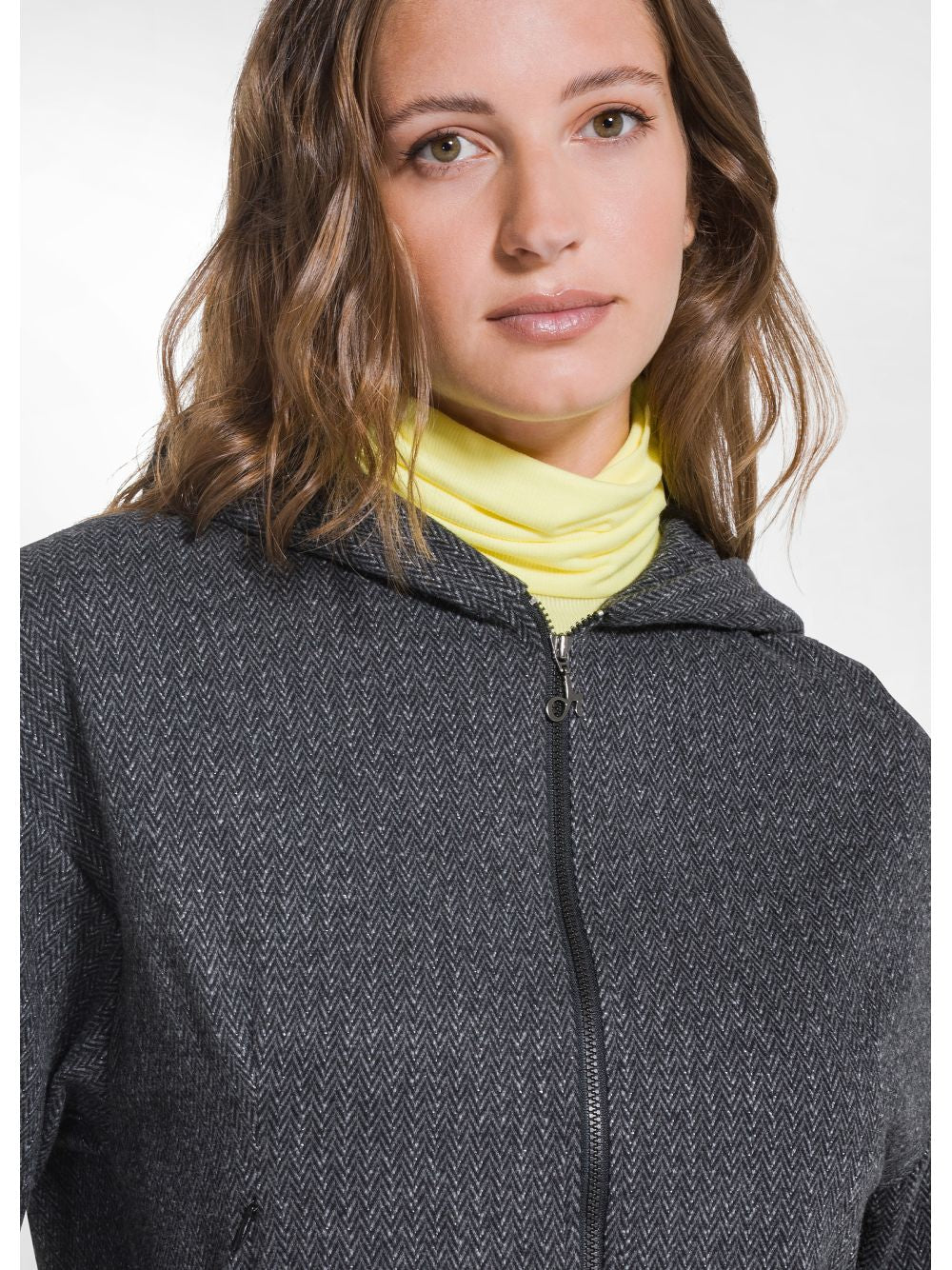 Felpa Deha HERRINGBONE LUREX JACQUARD FULLZIP HOODIE Donna - Grigio