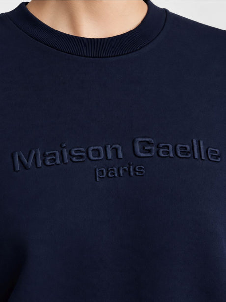 Felpa Gaelle PARICOLLO MANICA LUNGA CON LOGO EMBOSSED Donna - Blu