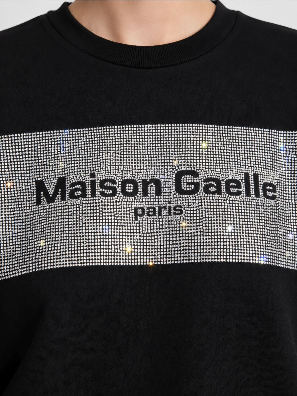 Felpa Gaelle PARICOLLO MANICA LUNGA CON APPLICAZIONE STRASS Donna - Nero