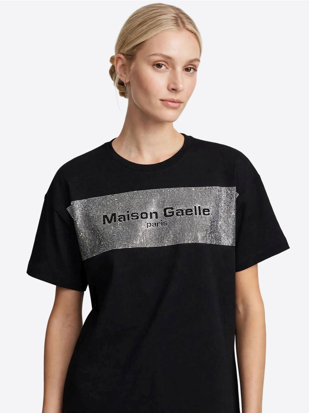 T-shirt Gaelle PARICCOLO MEZZA MANICA CON APPLICAZIONE STRASS Donna - Nero