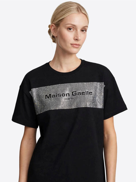 T-shirt Gaelle PARICCOLO MEZZA MANICA CON APPLICAZIONE STRASS Donna - Nero