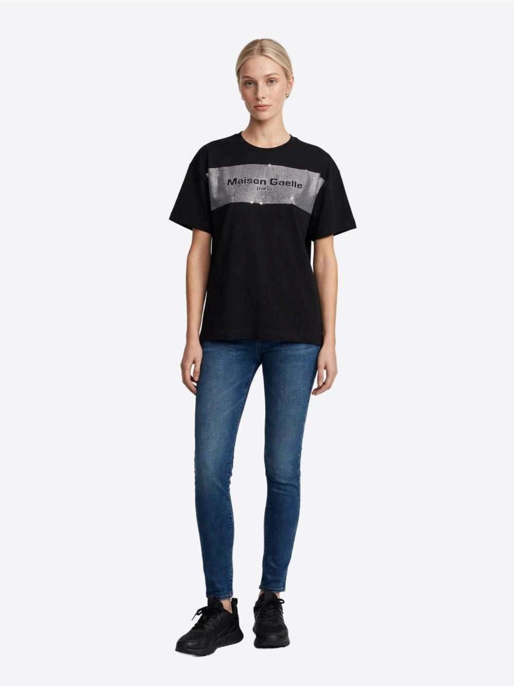 T-shirt Gaelle PARICCOLO MEZZA MANICA CON APPLICAZIONE STRASS Donna - Nero