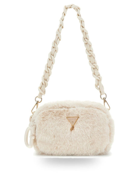 Borsa Guess FAUX FUR CAMERA BAG Bambina - Avorio