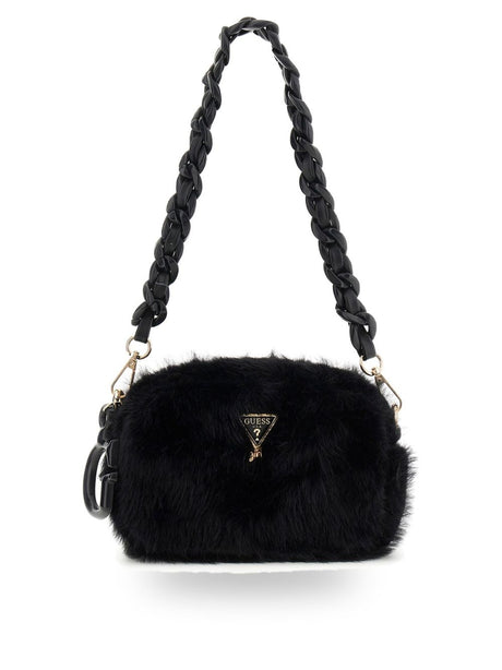 Borsa Guess FAUX FUR CAMERA BAG Bambina - Nero