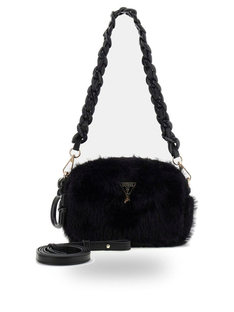 Borsa Guess FAUX FUR CAMERA BAG Bambina - Nero