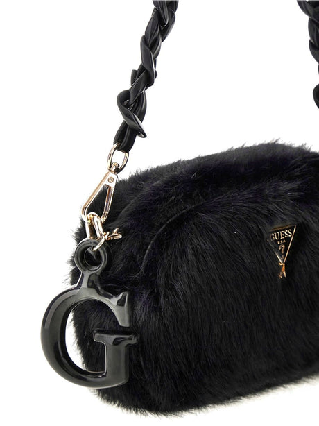 Borsa Guess FAUX FUR CAMERA BAG Bambina - Nero