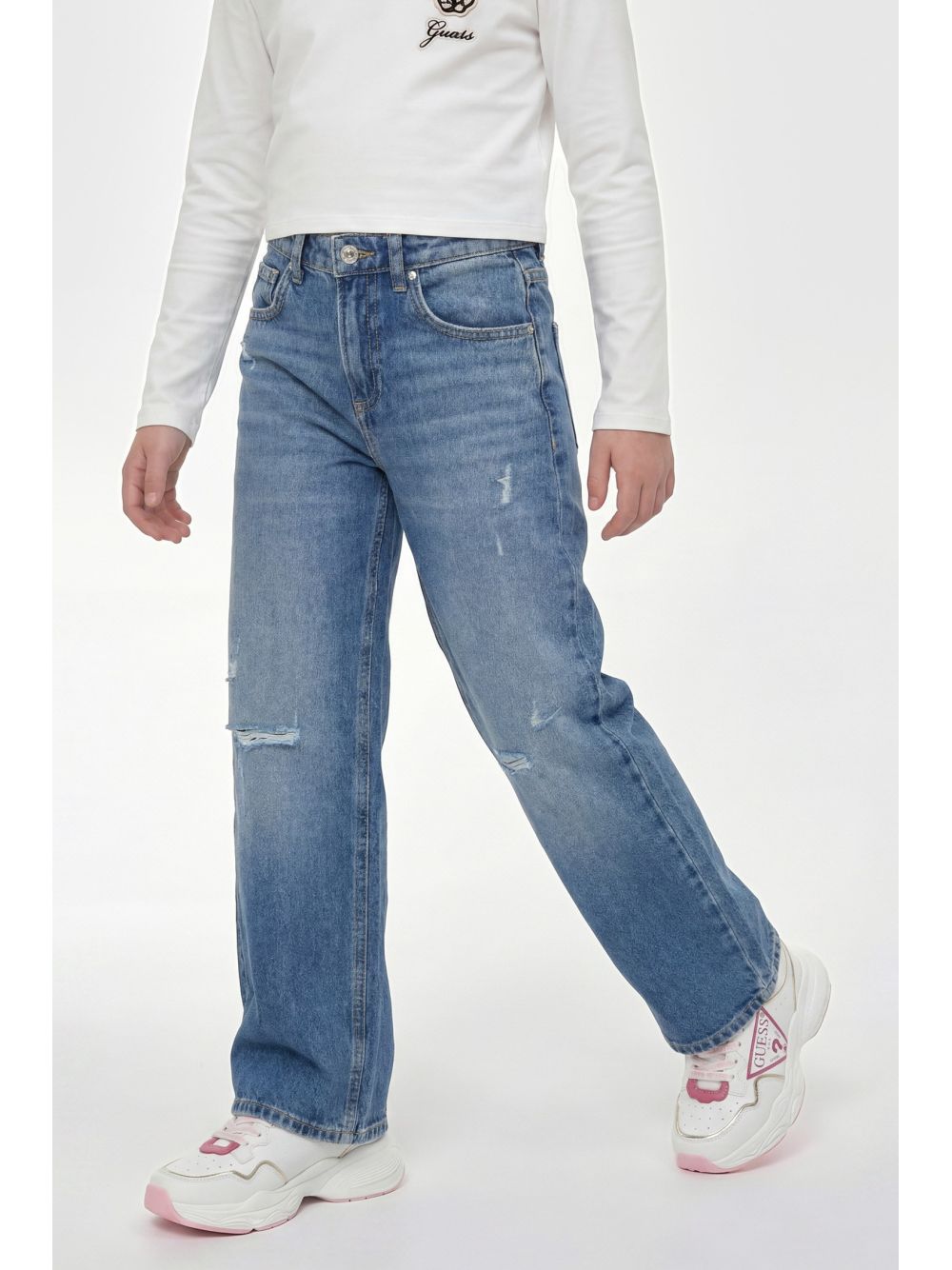 Jeans Guess 90S RIGID W/DAMAGES Bambina - Denim