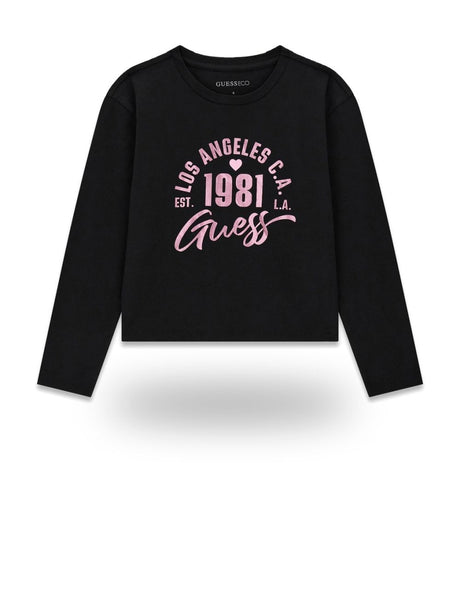 T-shirt Guess MIDI LS Bambina - Nero