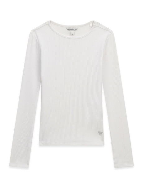 T-shirt Guess VISCOSE RIB LS T-SHIRT Bambina - Bianco
