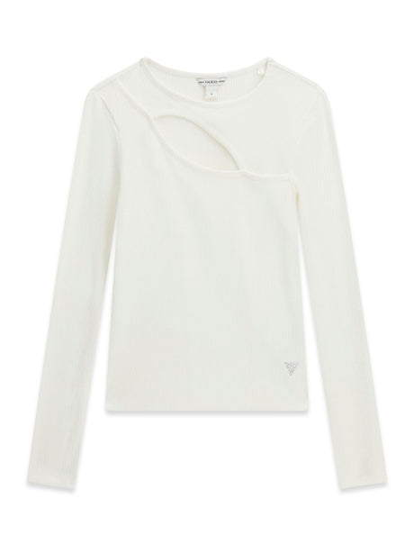 T-shirt Guess VISCOSE RIB LS T-SHIRT Bambina - Bianco