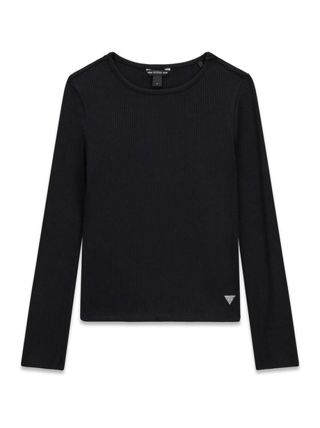 T-shirt Guess VISCOSE RIB LS T-SHIRT Bambina - Nero