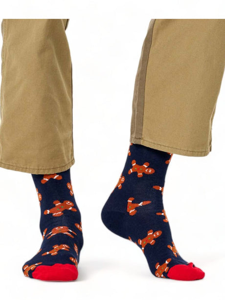 Calze Happy Socks GINGERBREAD MAN SOCK Unisex - Blu Happy Socks  Angolo dello Sport
