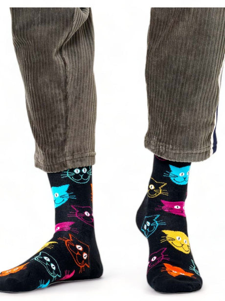 Calze Happy Socks CAT SOCK Unisex - Nero Happy Socks  Angolo dello Sport