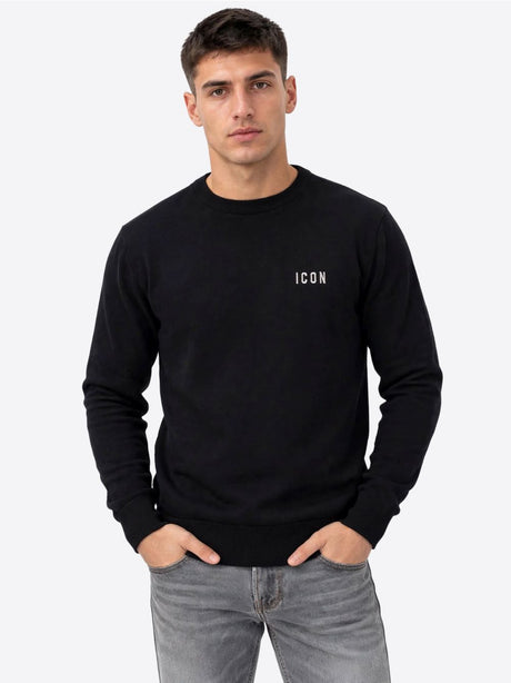 Pullover Icon GIROCOLLO C/RICAMO Uomo - Nero