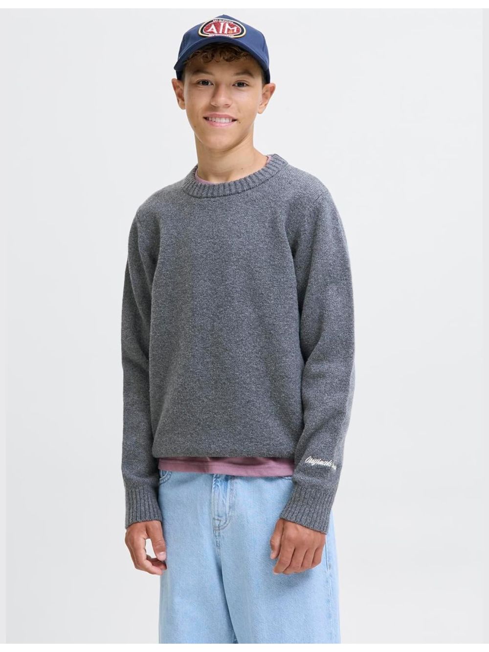 Pullover Jack Jones NORREBRO KNIT CREW NECK Bambino - Grigio