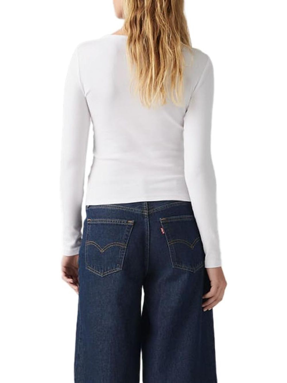 T-shirt Levi's HAYES LS TEE WARM CABERNET RIB Donna - Bianco