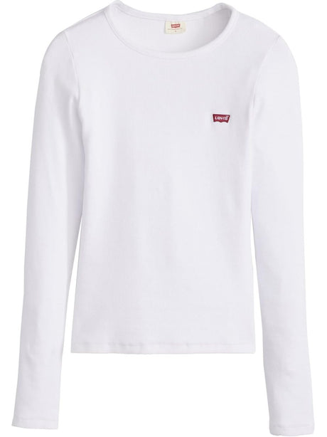 T-shirt Levi's HAYES LS TEE WARM CABERNET RIB Donna - Bianco