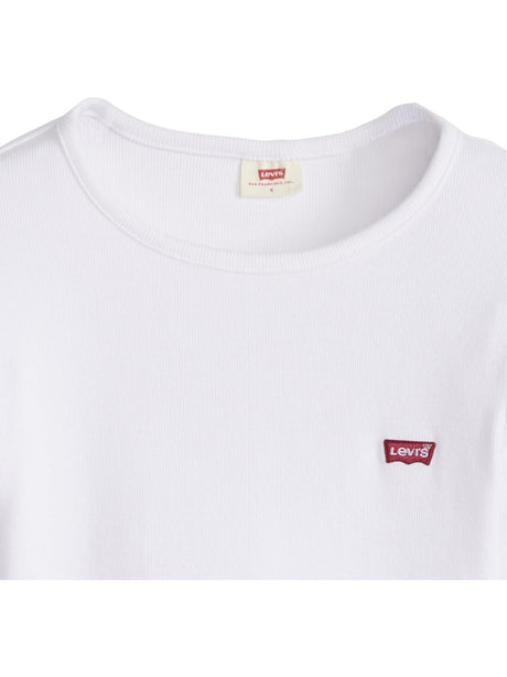 T-shirt Levi's HAYES LS TEE WARM CABERNET RIB Donna - Bianco