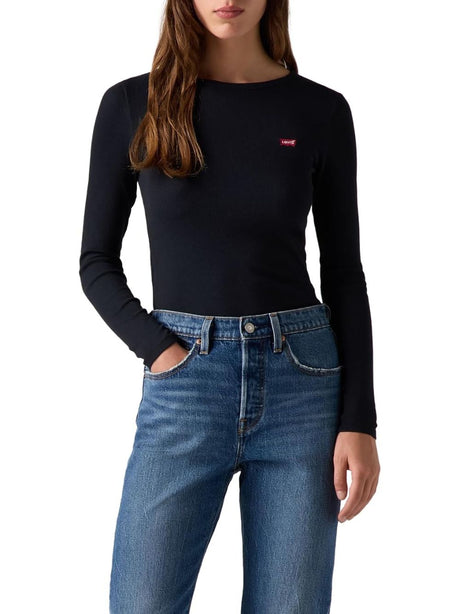 T-shirt Levi's HAYES LS TEE WARM CABERNET RIB Donna - Nero