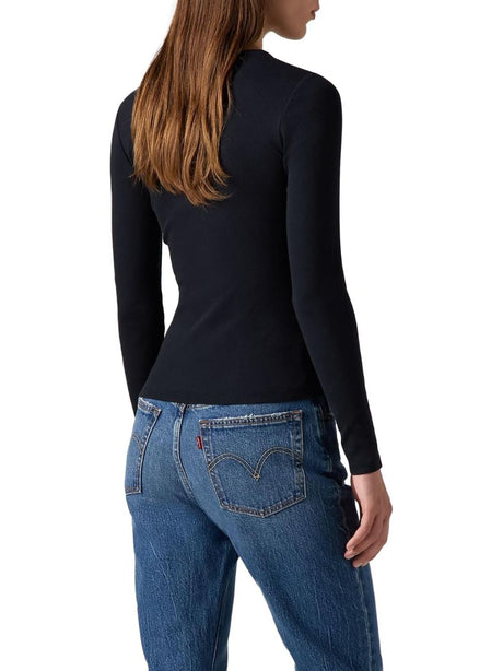T-shirt Levi's HAYES LS TEE WARM CABERNET RIB Donna - Nero