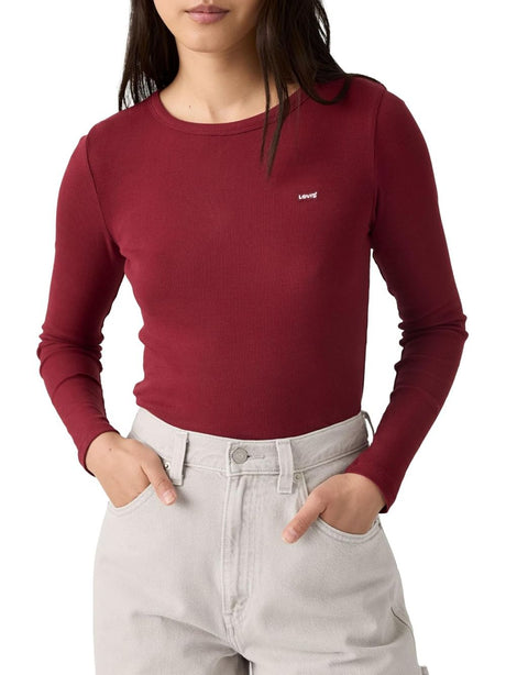 T-shirt Levi's HAYES LS TEE WARM CABERNET RIB Donna - Rosso
