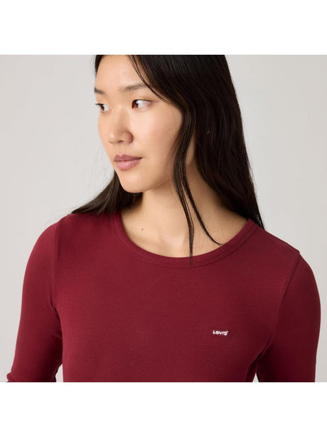 T-shirt Levi's HAYES LS TEE WARM CABERNET RIB Donna - Rosso