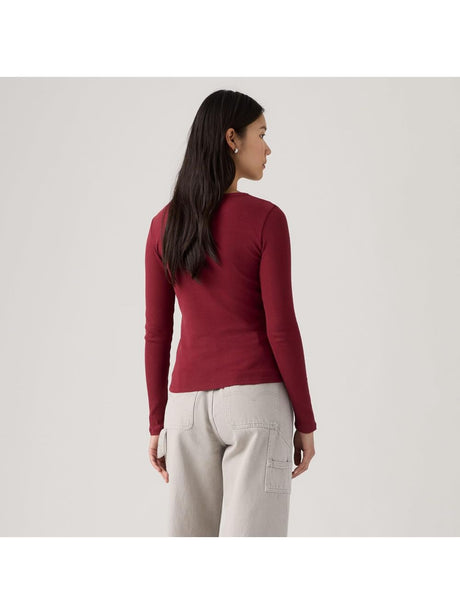 T-shirt Levi's HAYES LS TEE WARM CABERNET RIB Donna - Rosso