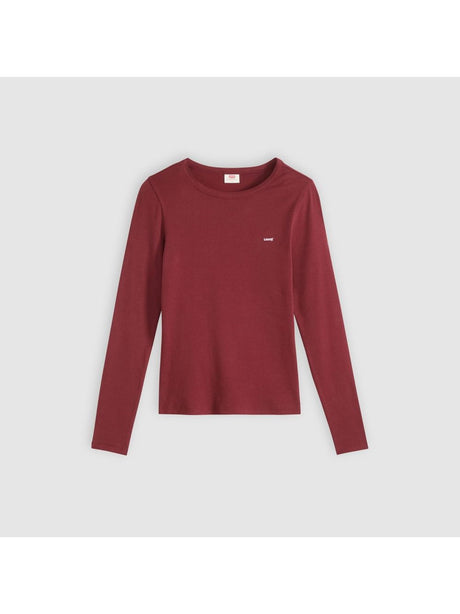 T-shirt Levi's HAYES LS TEE WARM CABERNET RIB Donna - Rosso