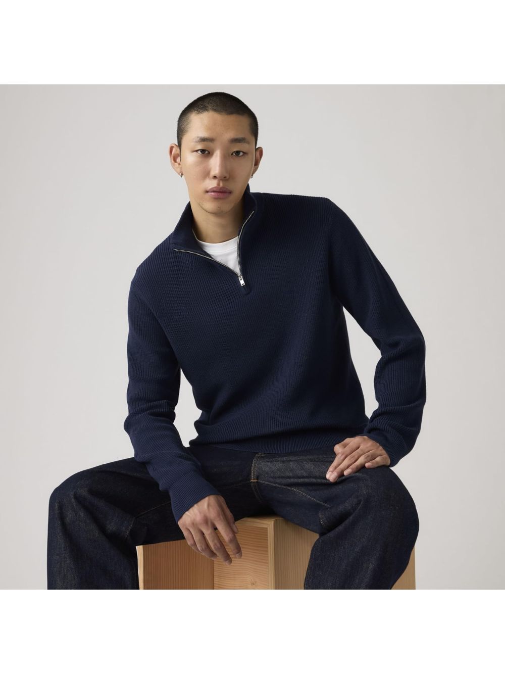 Pullover Levi's HM QUARTER ZIP SWEATER DUFFEL BAG HEATHE Uomo - Blu