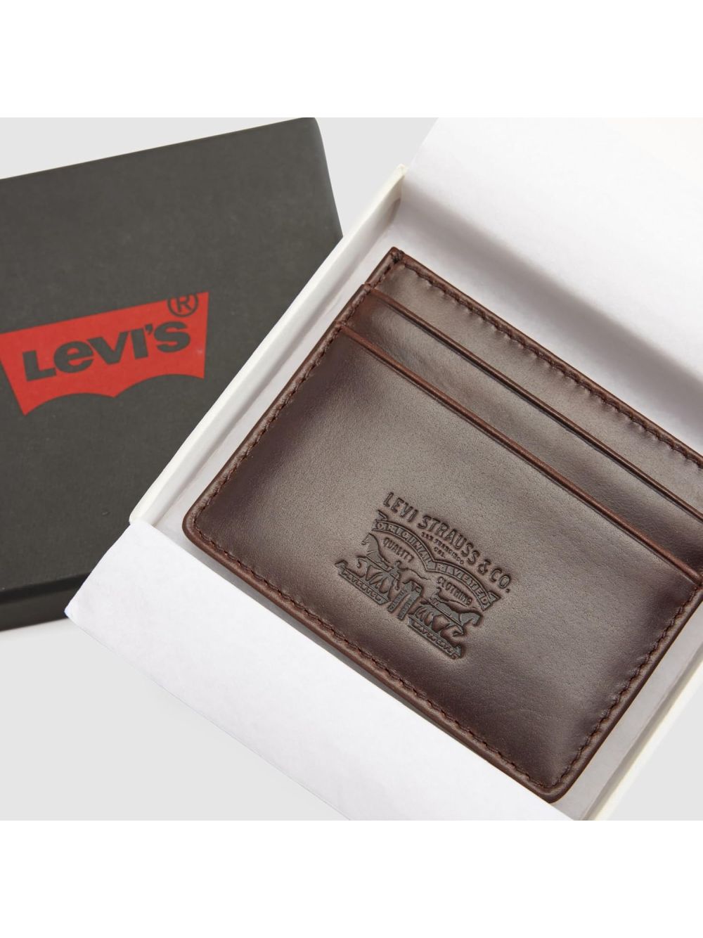Portafoglio Levi's LEATHER CARD CASE CAVIAR LEATHER Uomo - Marrone