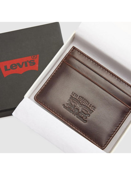 Portafoglio Levi's LEATHER CARD CASE CAVIAR LEATHER Uomo - Marrone