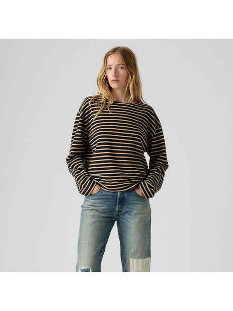 T-shirt Levi's ESME RELAXED LONG SLEEVE ALLIE STRIPE AN Donna - Nero