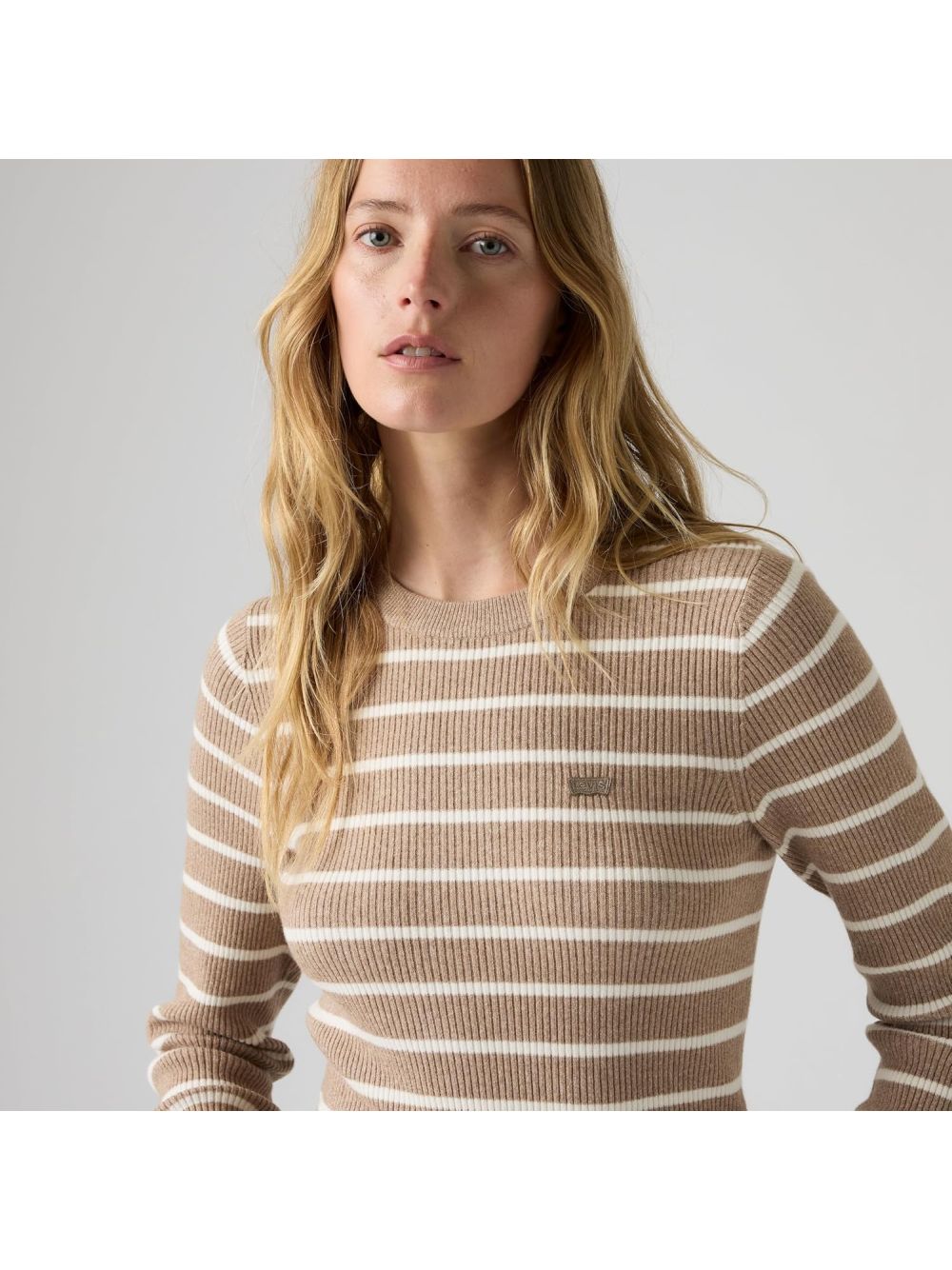 Pullover Levi's RIB CREW SWEATER BRANDY STRIPE MUSHROOM Donna - Marrone