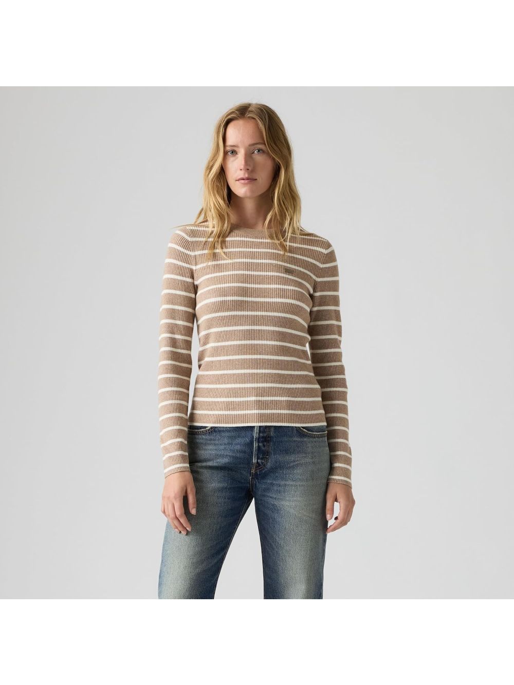 Pullover Levi's RIB CREW SWEATER BRANDY STRIPE MUSHROOM Donna - Marrone