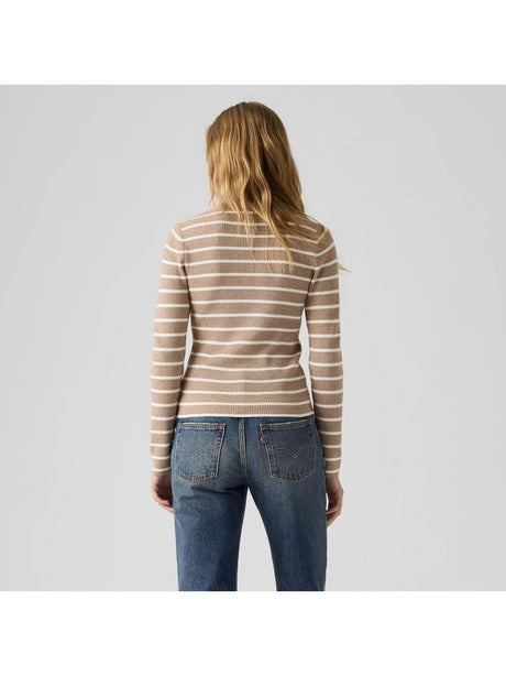 Pullover Levi's RIB CREW SWEATER BRANDY STRIPE MUSHROOM Donna - Marrone