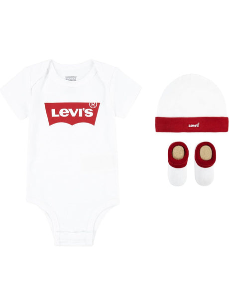 Set Levi's BATWING ONESIE HAT BOOTIE Bambino - Bianco