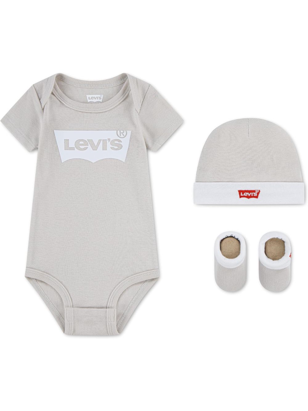 Set Levi's BATWING ONESIE HAT BOOTIE Bambino - Beige
