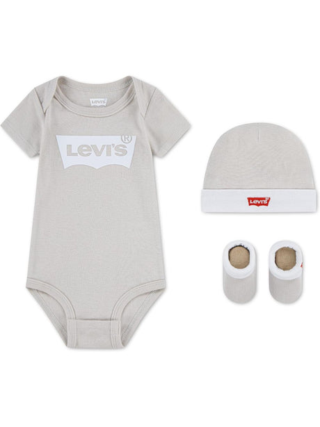 Set Levi's BATWING ONESIE HAT BOOTIE Bambino - Beige
