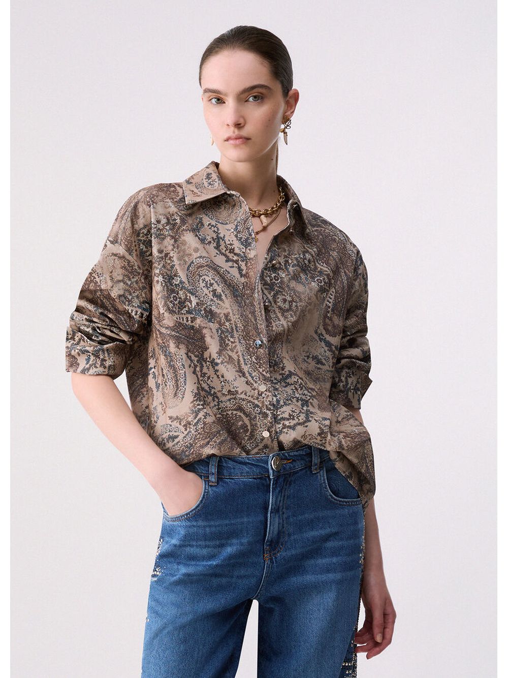 Camicia Liu Jo in velluto stampato Donna - Marrone