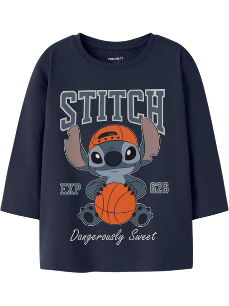T-shirt Name It AMDRES STITCH LS NREG TOP WDI Bambino - Blu