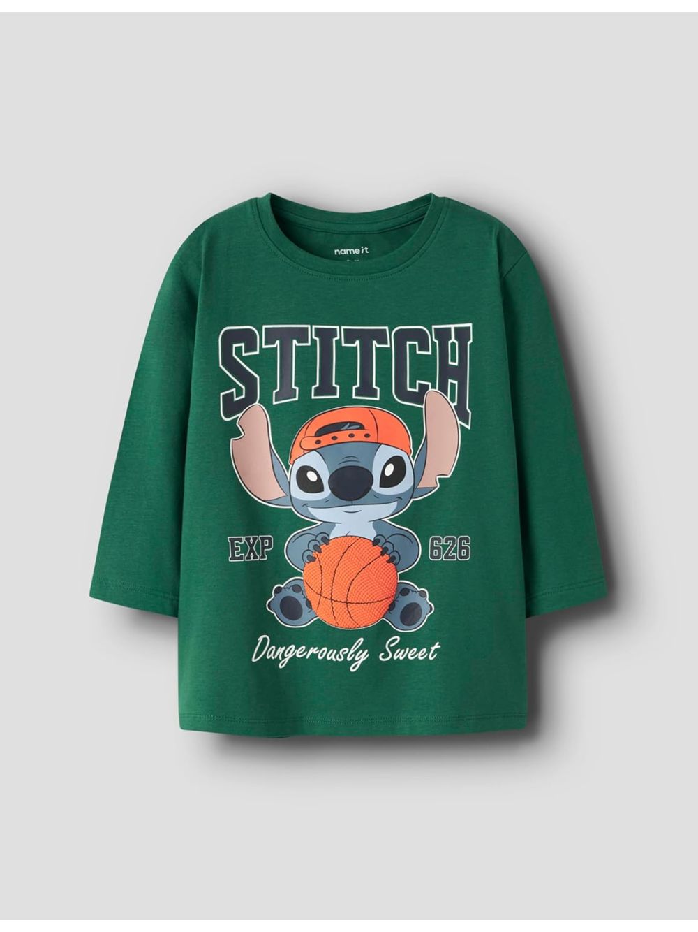 T-shirt Name It AMDRES STITCH LS NREG TOP WDI Bambino - Verde