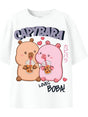 T-shirt Name It SYLLA CAPYBARA SS NREG TOP BOX SKY Bambina - Bianco