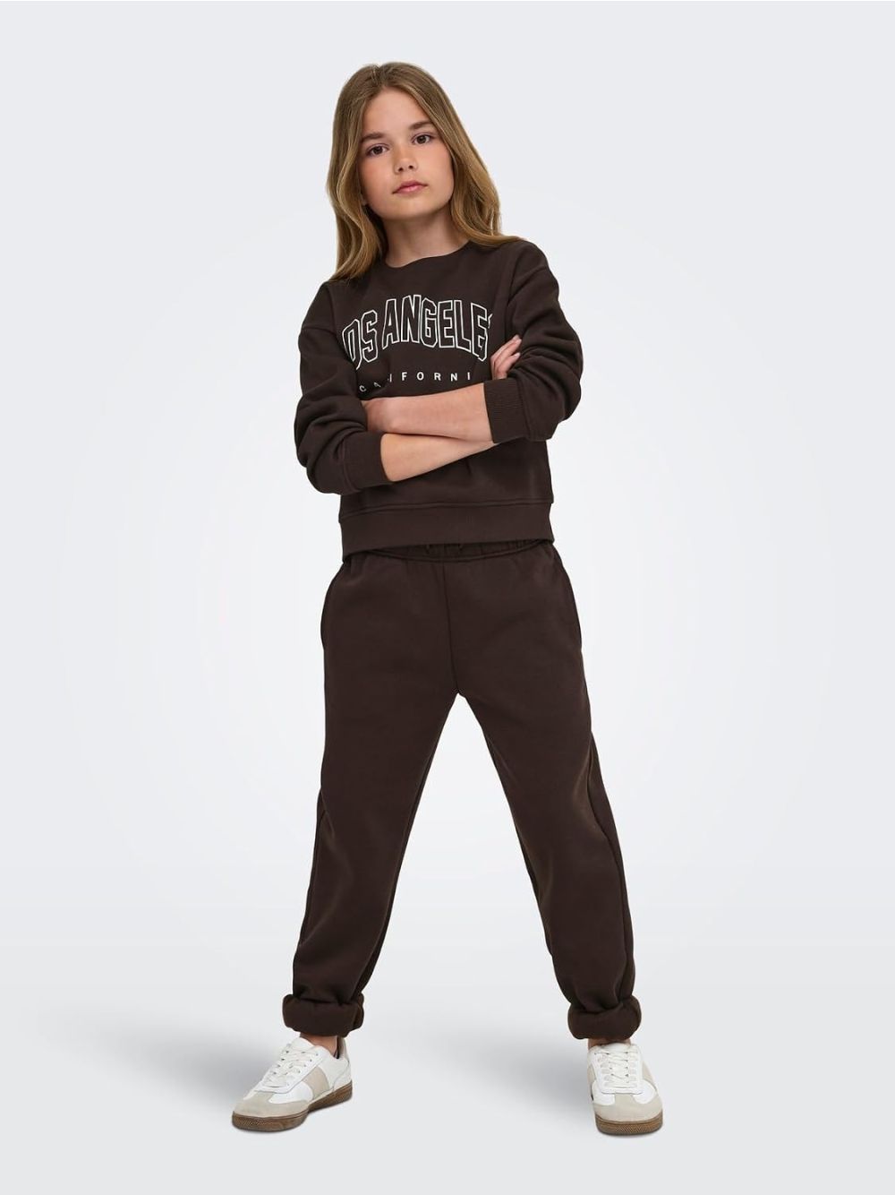 Felpa Only SWEAT LS CREW OVZ STAT SWT NOOS Bambina - Marrone