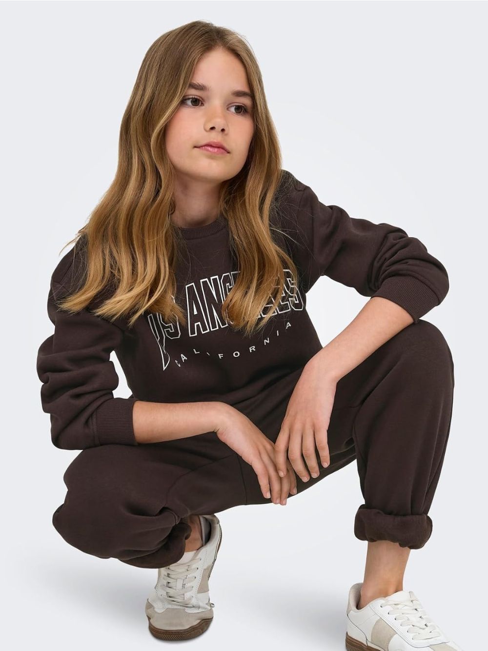Felpa Only SWEAT LS CREW OVZ STAT SWT NOOS Bambina - Marrone