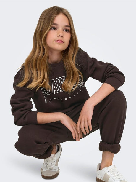 Felpa Only SWEAT LS CREW OVZ STAT SWT NOOS Bambina - Marrone
