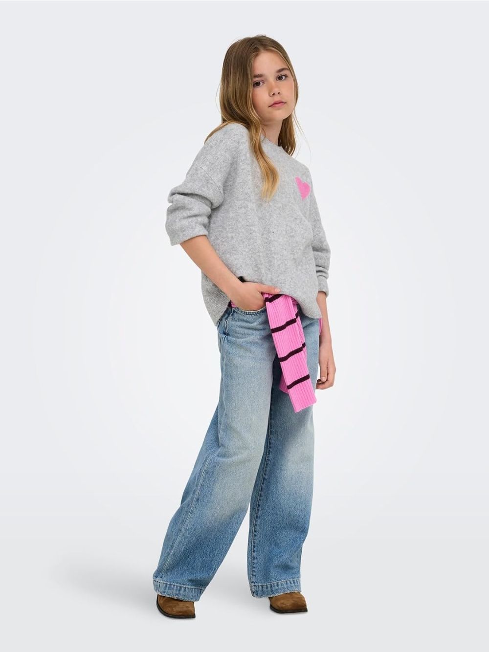 Pullover Only ABBY LOVE PULLOVER VD KNT Bambina - Grigio